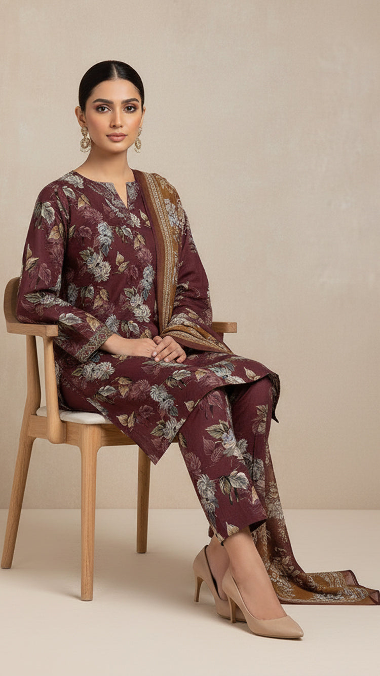 D#7061 DIGITAL CLASSIC LINEN 3PCS UNSTITCHED