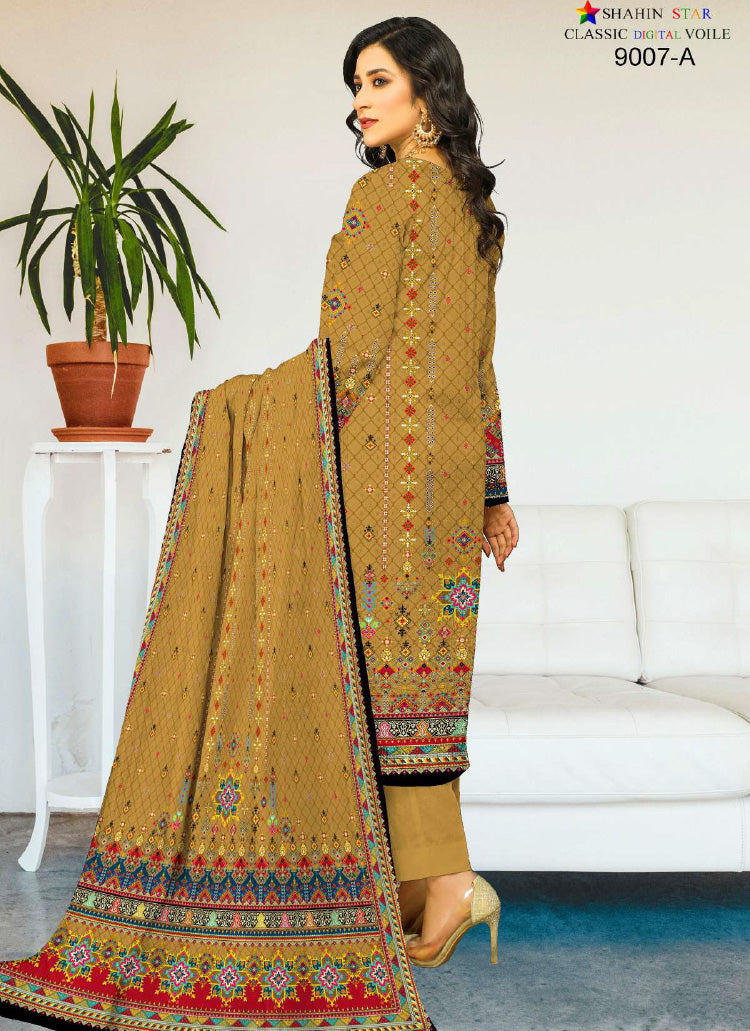 Shahin Star Digital Lawn with Voil Duppata 9007a vol1 2024