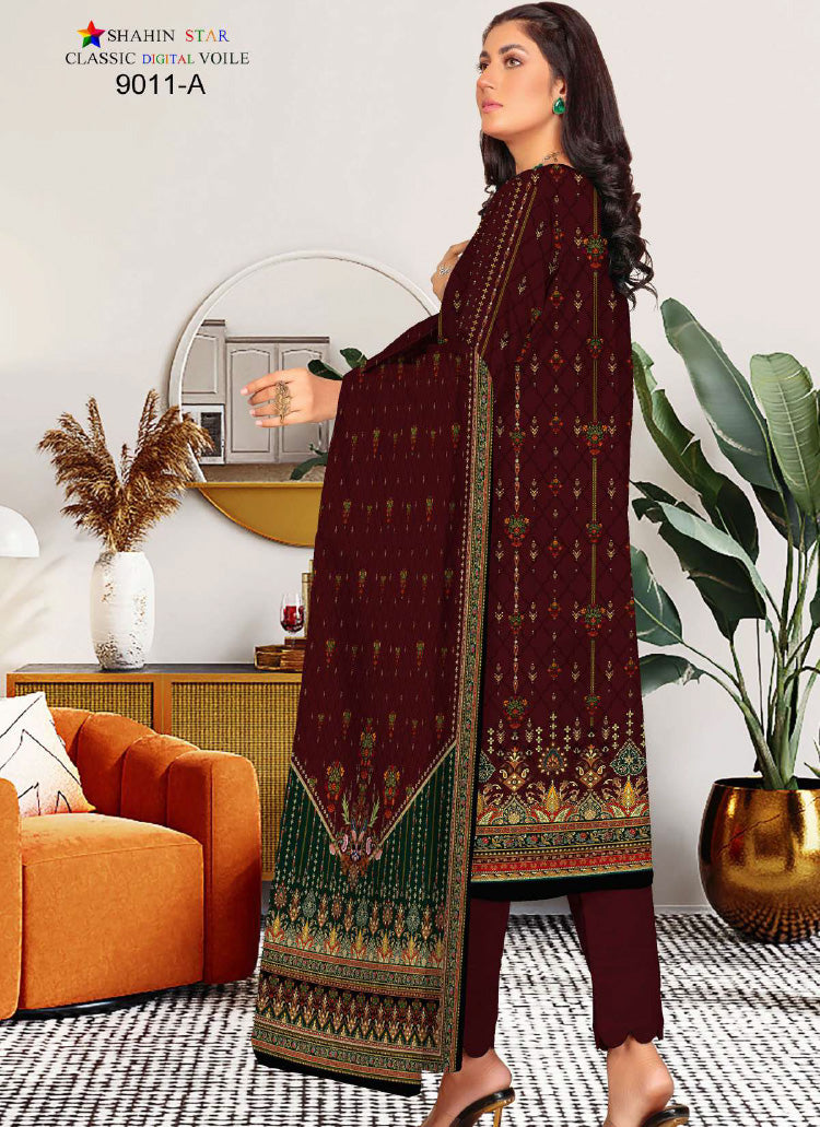 Shahin Star Digital Lawn with Voil Duppata 9011a vol1 2024
