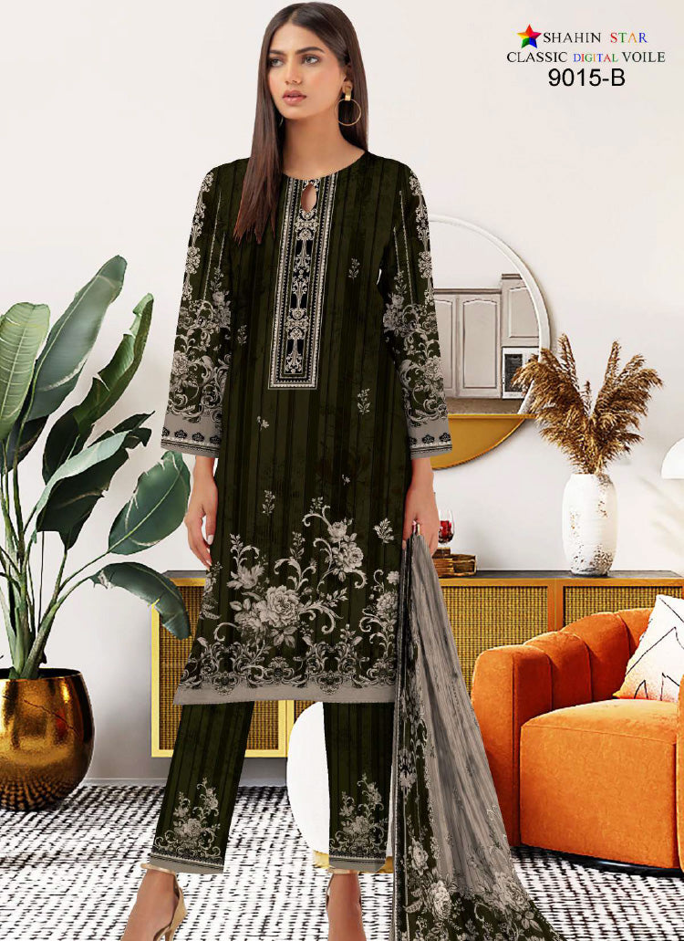 Shahin Star Digital Lawn with Voil Duppata 9015b vol1 2024