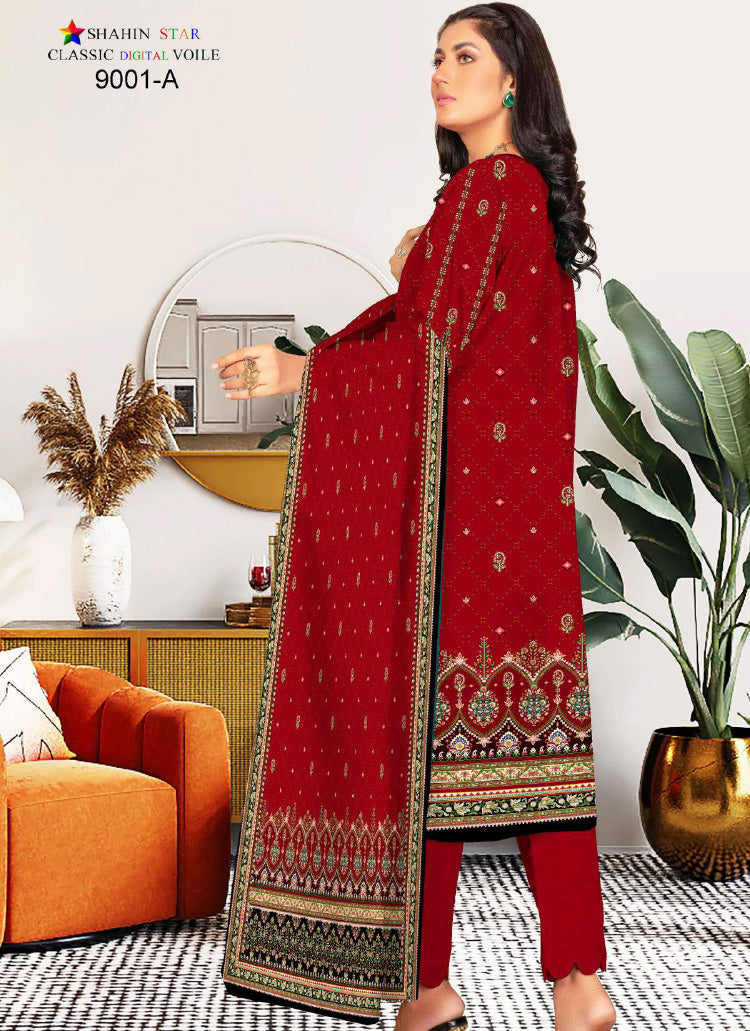 Shahin Star Digital Lawn with Voil Duppata 9001A vol1 2024