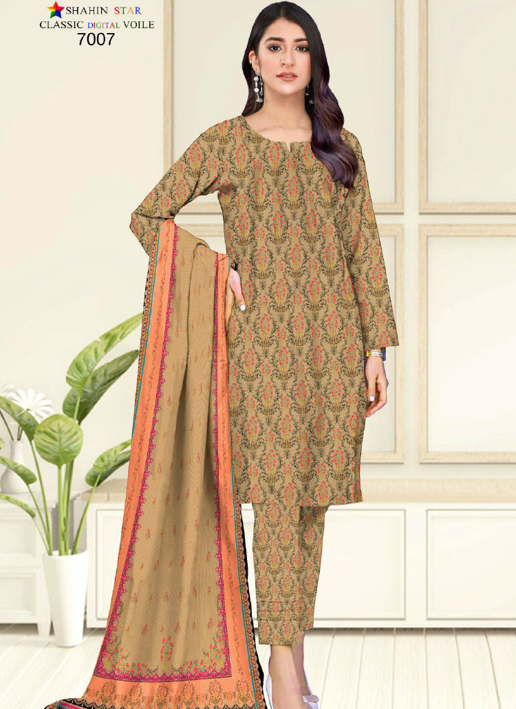 Shahin Star Digital Lawn with Voil Duppata 7007 vol1 2024