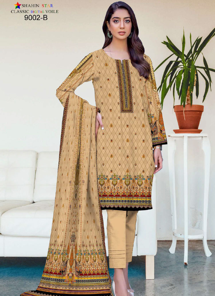 Shahin Star Digital Lawn with Voil Duppata 9002b vol1 2024