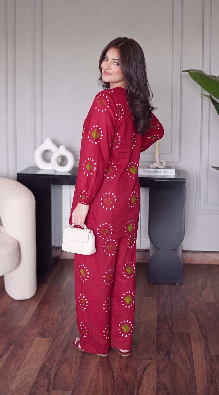 DES # 11186-88 RED 2 Pcs Unstitched Lawn