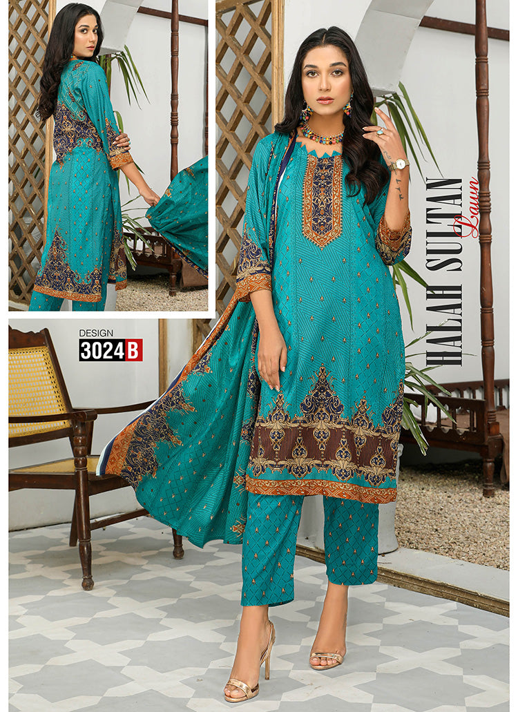 Halah Sultan Classic Lawn vol2 3024-b-2022