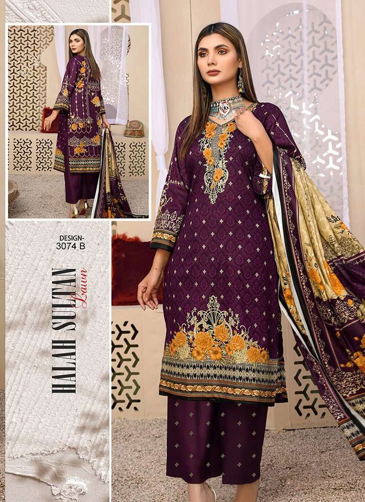 Halah Sultan Classic Lawn vol3 3074-b-2022