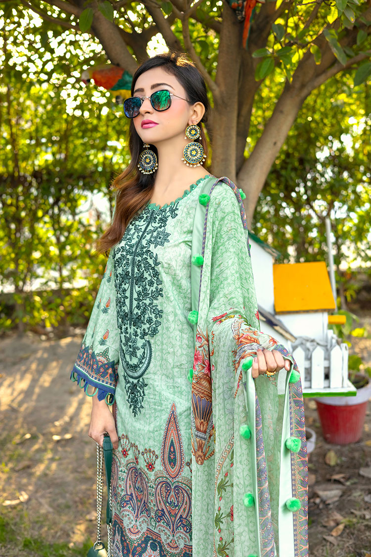 D# 06-AQUA Embroidered Premium Digital Lawn 2022