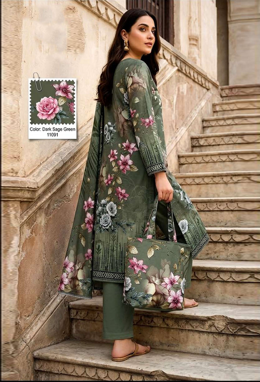 D# 11091 Lawn 3 Pcs Unstitched