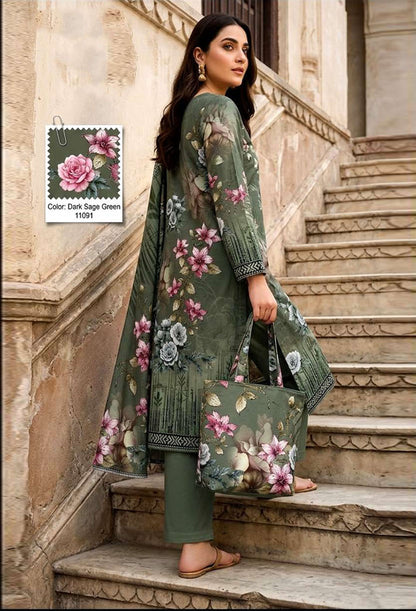 D# 11091 Lawn 3 Pcs Unstitched