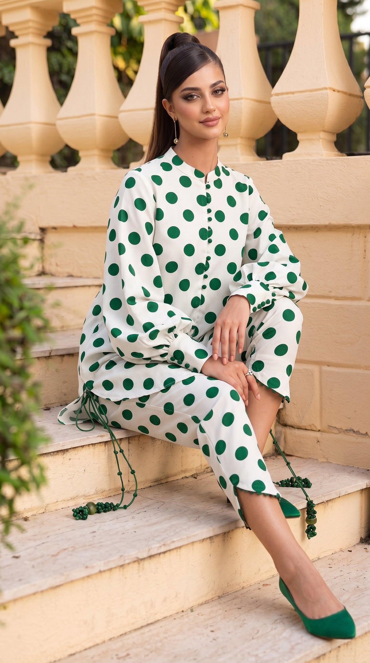 DES # 1370, Green 2 Pcs Unstitched Lawn
