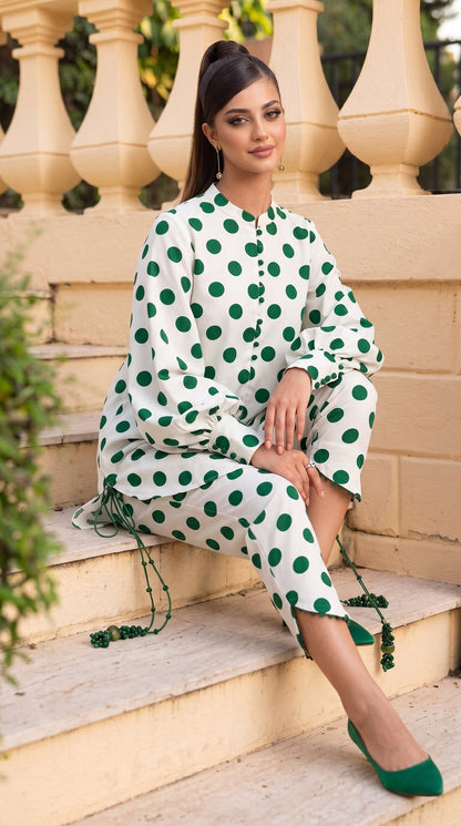 DES # 1370, Green 2 Pcs Unstitched Lawn