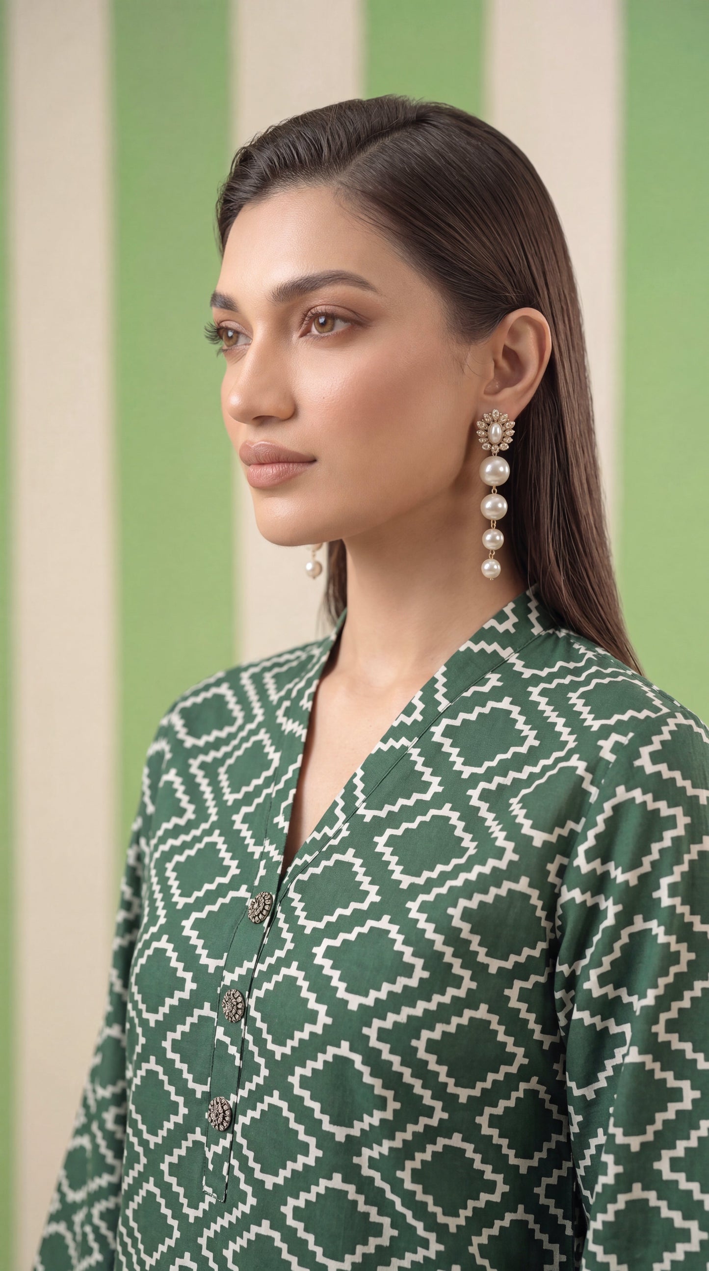 DES # 1378, Green 2 Pcs Unstitched Lawn