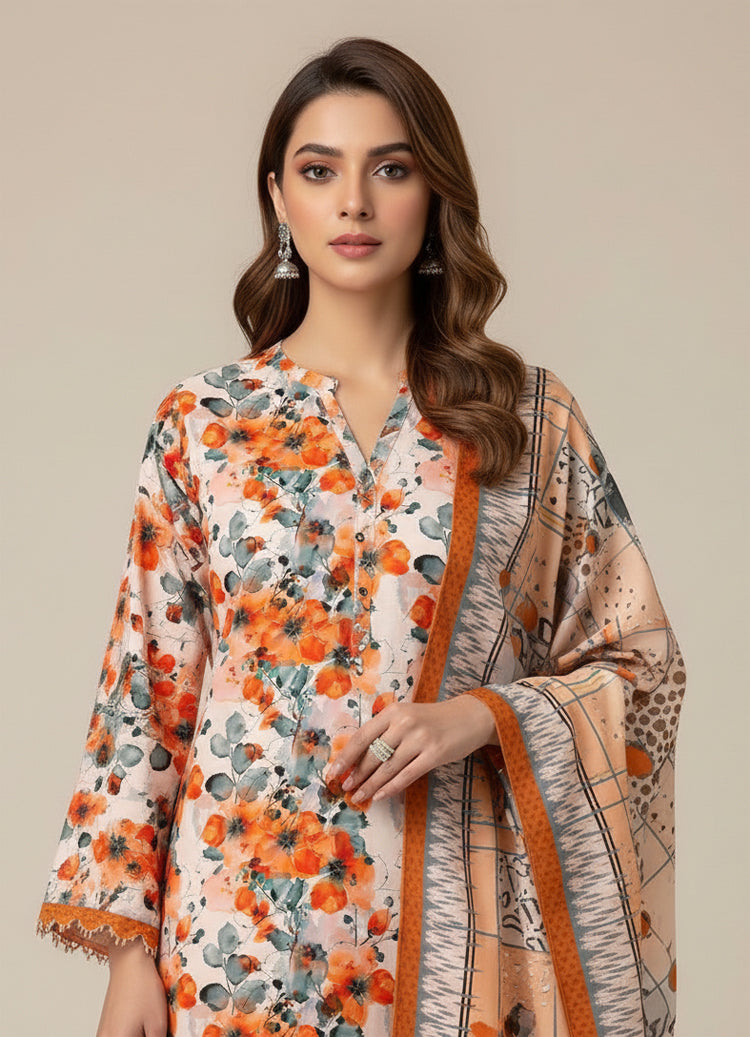 D#7062 DIGITAL CLASSIC LINEN 3PCS UNSTITCHED