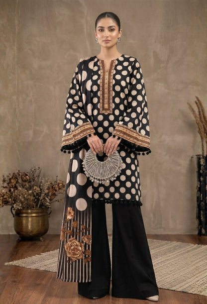 D# 11080 Black 3 PCS Unstitched Lawn