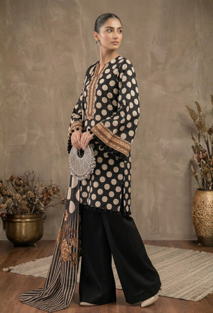 D# 11080 Black 3 PCS Unstitched Lawn