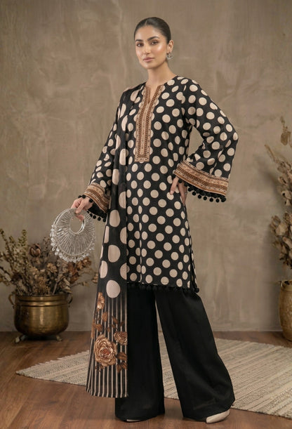 D# 11080 Black 3 PCS Unstitched Lawn