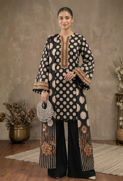 D# 11080 Black 3 PCS Unstitched Lawn