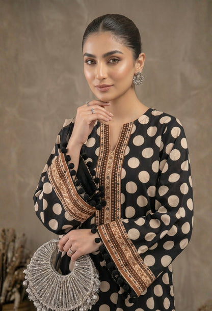 D# 11080 Black 3 PCS Unstitched Lawn