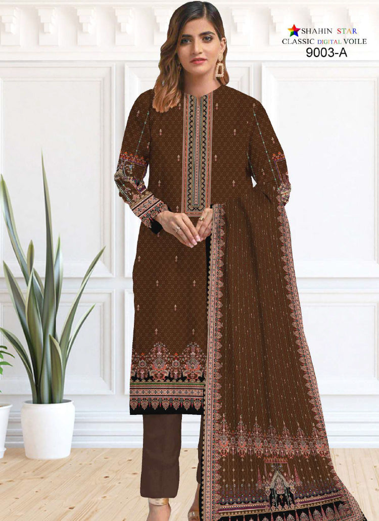 Shahin Star Digital Lawn with Voil Duppata 9003a vol1 2024