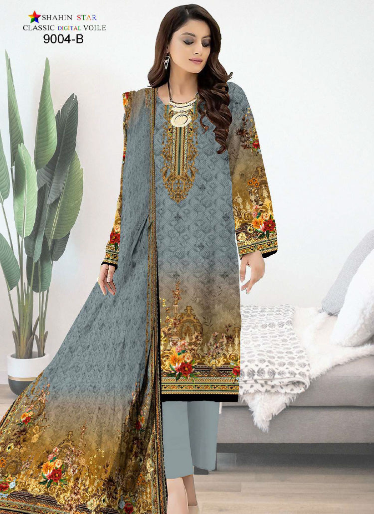 Shahin Star Digital Lawn with Voil Duppata 9004b vol1 2024