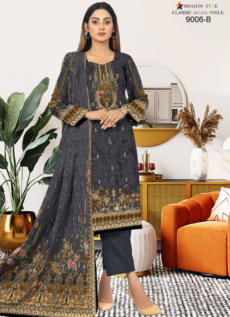 Shahin Star Digital Lawn with Voil Duppata 9006b vol1 2024
