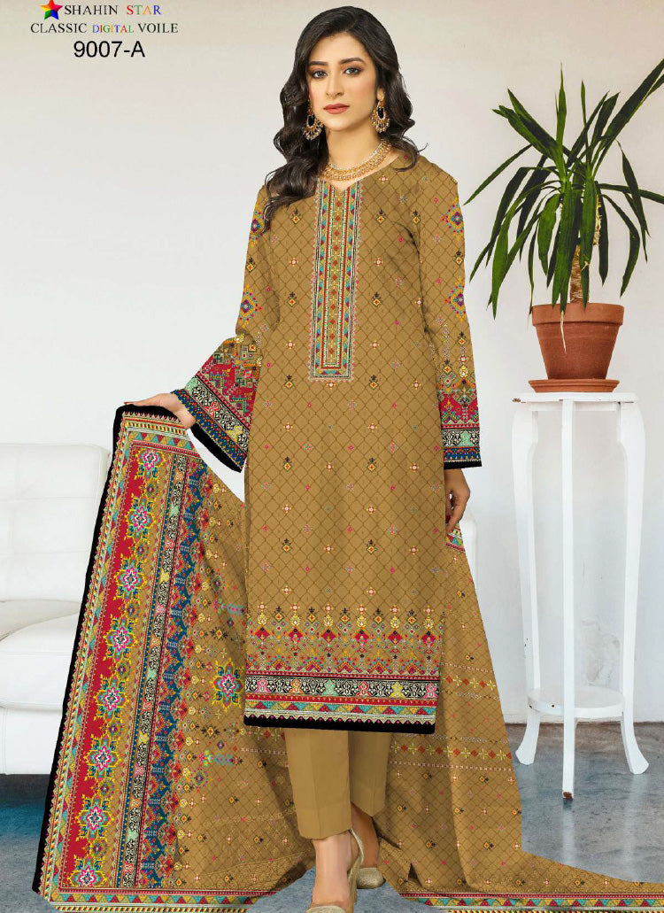 Shahin Star Digital Lawn with Voil Duppata 9007a vol1 2024
