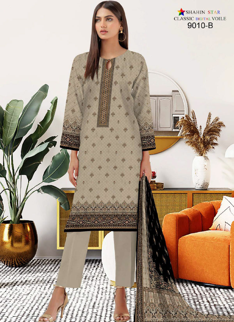 Shahin Star Digital Lawn with Voil Duppata 9010b vol1 2024