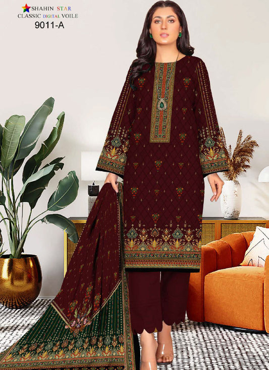 Shahin Star Digital Lawn with Voil Duppata 9011a vol1 2024
