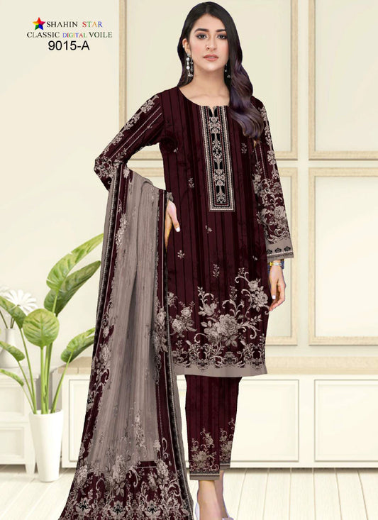 Shahin Star Digital Lawn with Voil Duppata 9015a vol1 2024