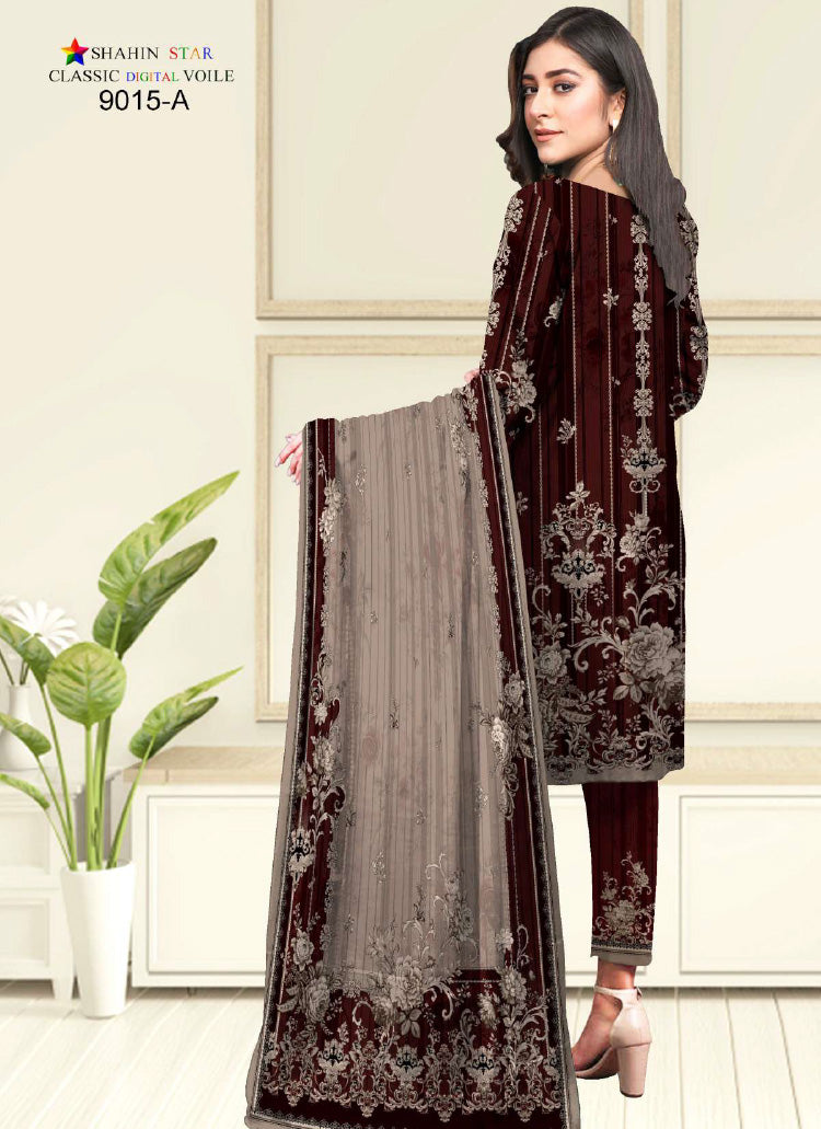 Shahin Star Digital Lawn with Voil Duppata 9015a vol1 2024