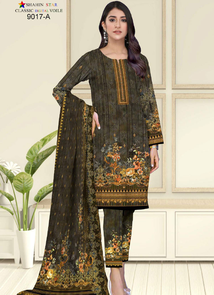 Shahin Star Digital Lawn with Voil Duppata 9017a vol1 2024