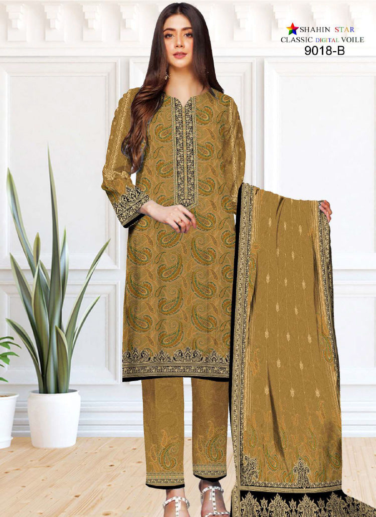 Shahin Star Digital Lawn with Voil Duppata 9018b vol1 2024