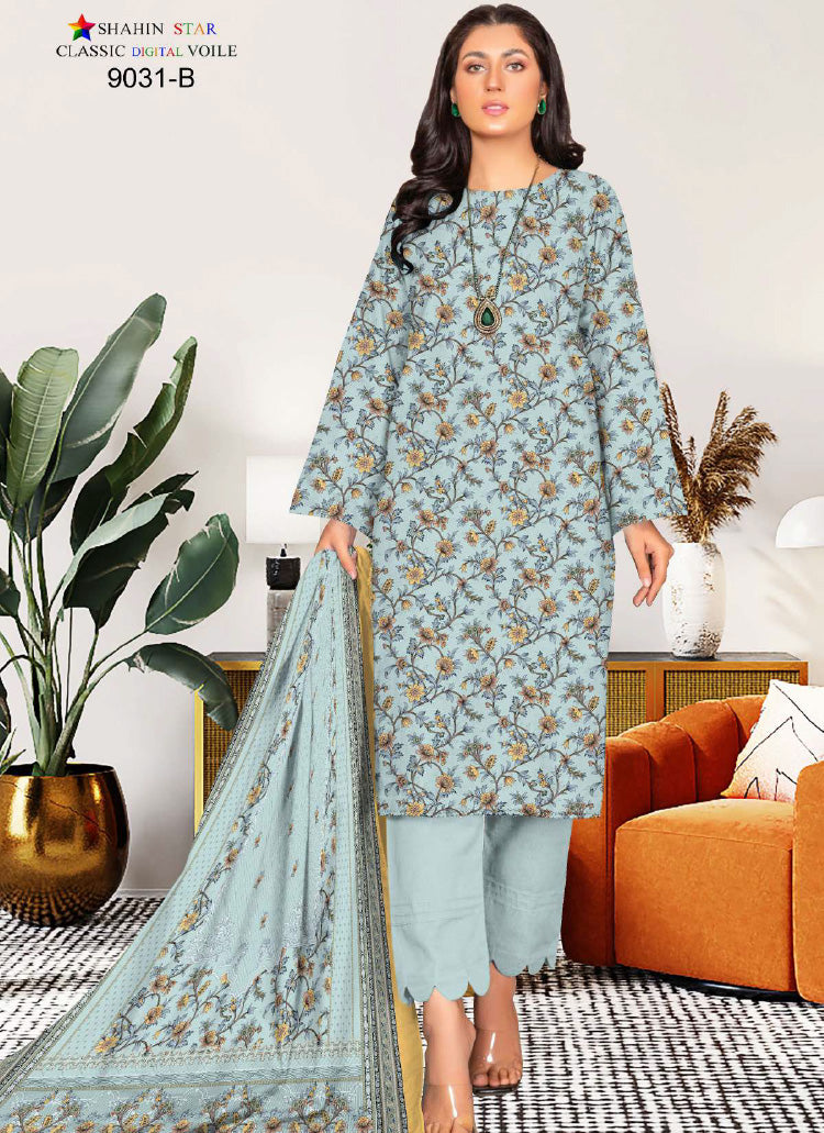 Shahin Star Digital Lawn with Voil Duppata 9031b vol1 2024