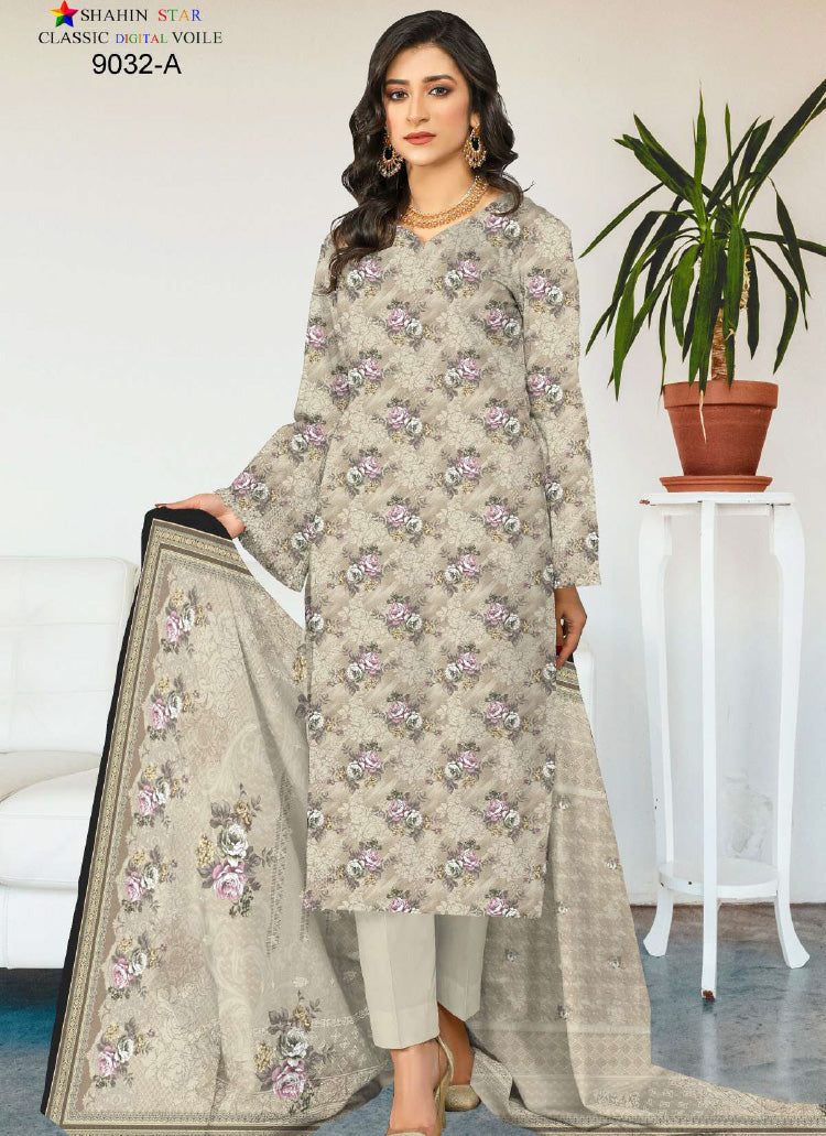Shahin Star Digital Lawn with Voil Duppata 9032a vol1 2024