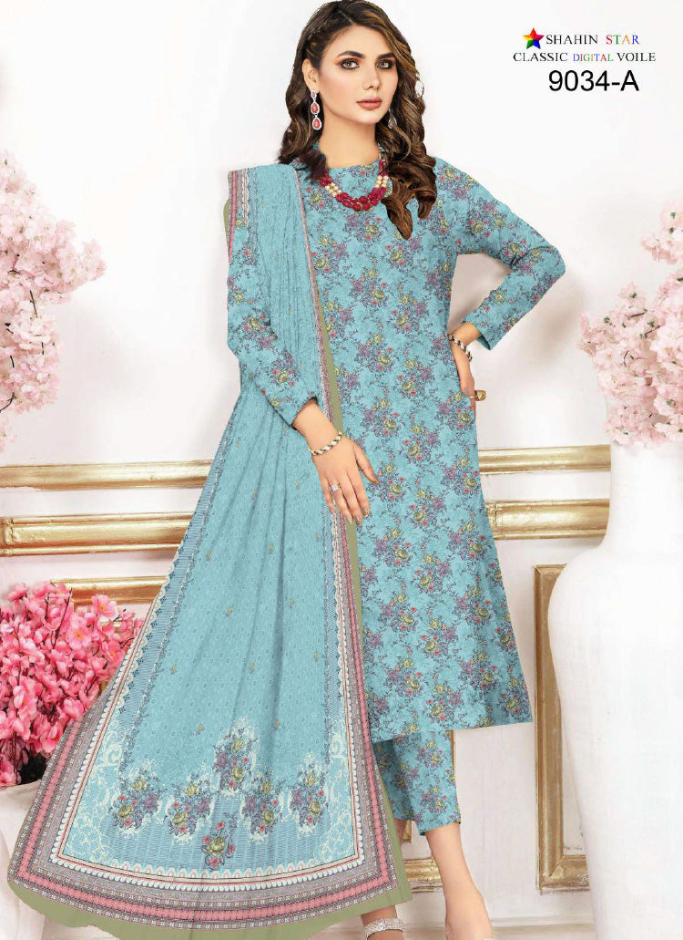 Shahin Star Digital Lawn with Voil Duppata 9034a vol1 2024