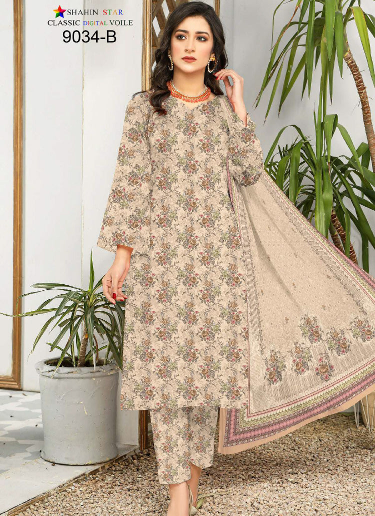 Shahin Star Digital Lawn with Voil Duppata 9034b vol1 2024