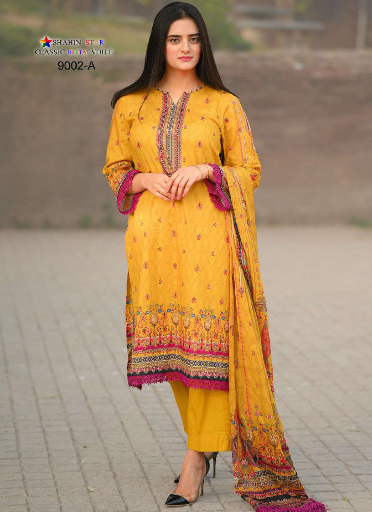 Shahin Star Digital Lawn with Voil Duppata 9002A vol1 2024