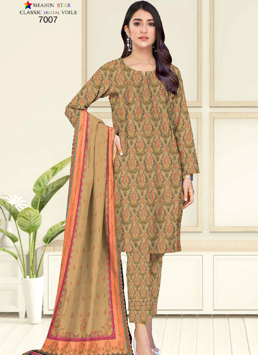 Shahin Star Digital Lawn with Voil Duppata 7007 vol1 2024