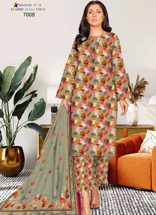Shahin Star Digital Lawn with Voil Duppata 7008B vol1 2024