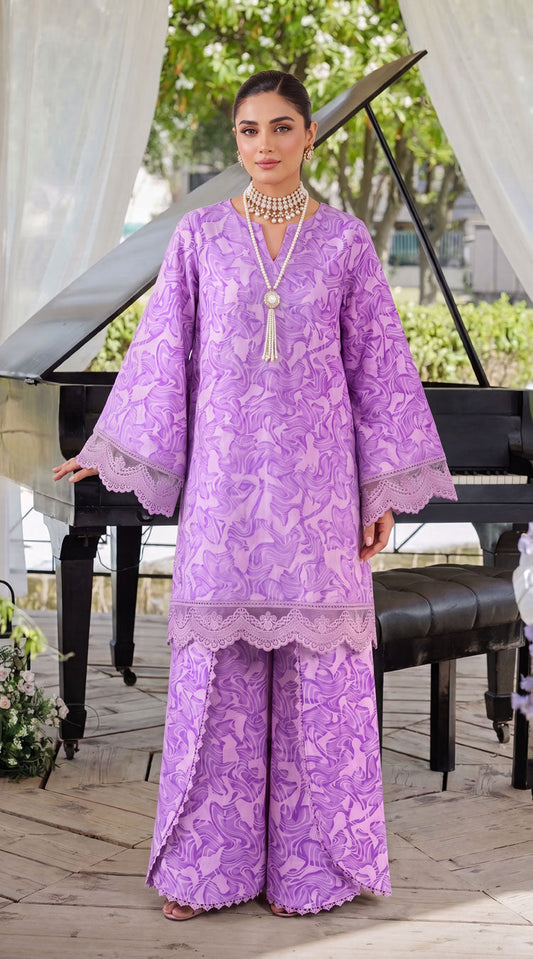 Des # 34 Purple 2 Pcs Unstitched Lawn