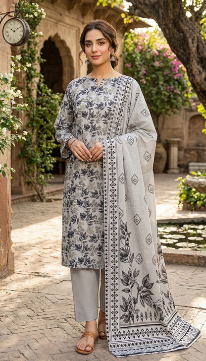 D# 03 Grey 3 PCS UNSTITCHED