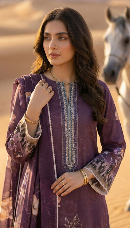 D# 5509 Purple Sparkling Lawn 3 Pcs Unstitched