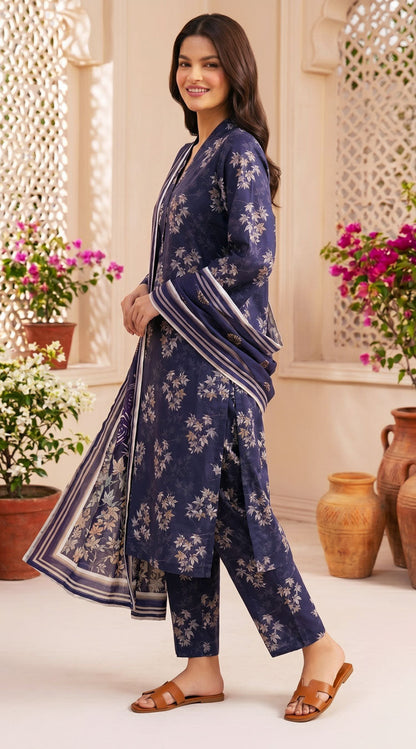 D# 02 Purple Banadora Lawn 3 Pcs Unstitched