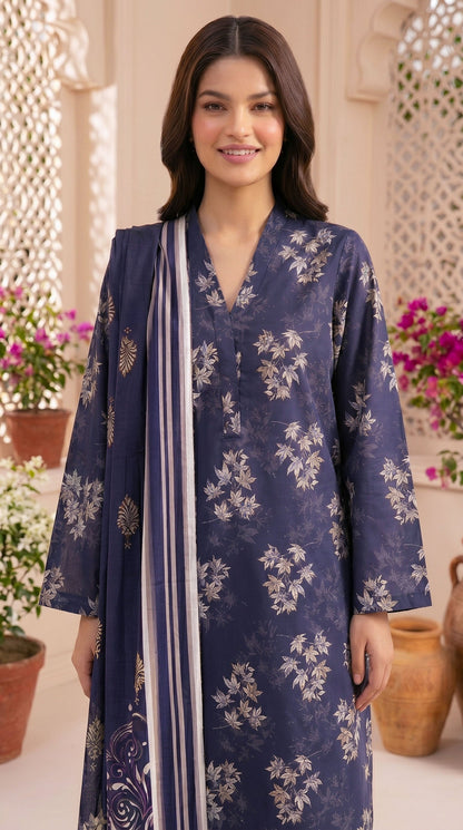 D# 02 Purple Banadora Lawn 3 Pcs Unstitched