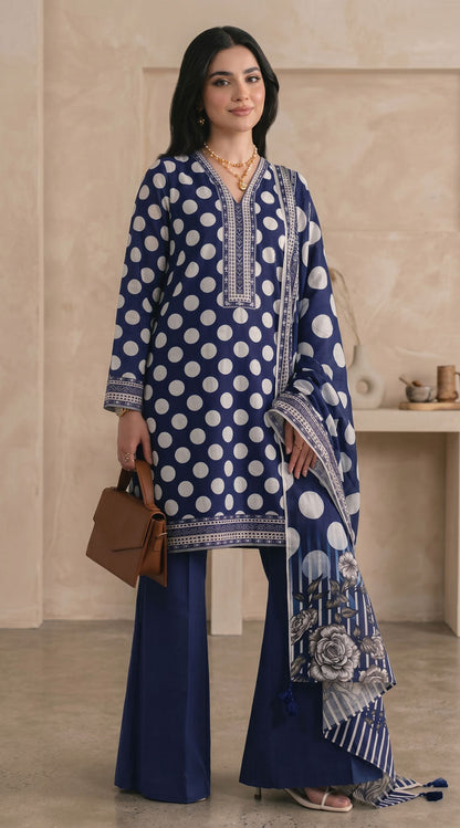 D# 11081 Blue 3 PCS Unstitched Lawn