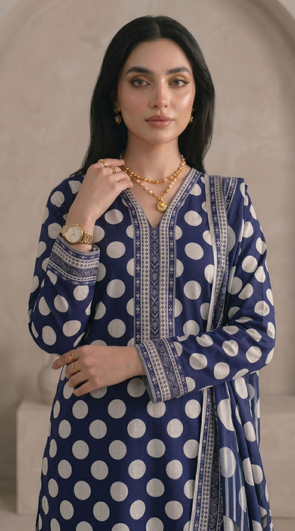 D# 11081 Blue 3 PCS Unstitched Lawn