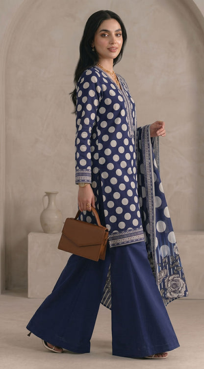D# 11081 Blue 3 PCS Unstitched Lawn