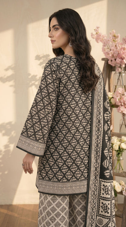 D# 11134 BLACK 3 PCS Unstitched Lawn