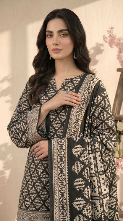 D# 11134 BLACK 3 PCS Unstitched Lawn
