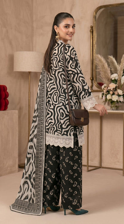 D# 11138 Black 3 PCS Unstitched Lawn